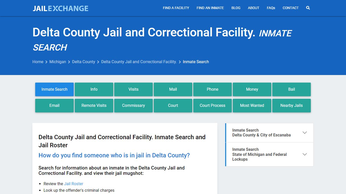 Delta County Jail and Correctional Facility. Inmate Search